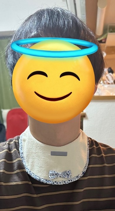 スタイをつけた弟さん