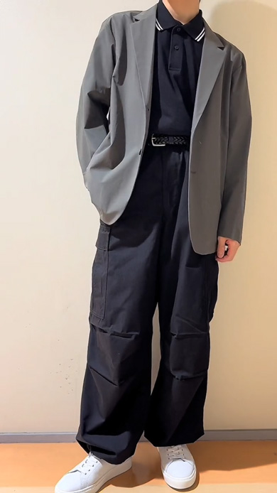 GU 公式 春コーデ カーゴパンツ 20代 30代 40代 着こなし メンズ