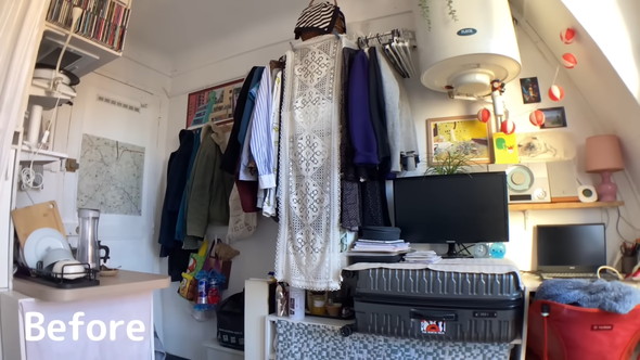 パリで四畳半の部屋に住むカップルがクローゼットをDIYする様子