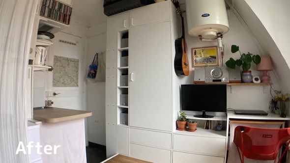 パリで四畳半の部屋に住むカップルがクローゼットをDIYする様子