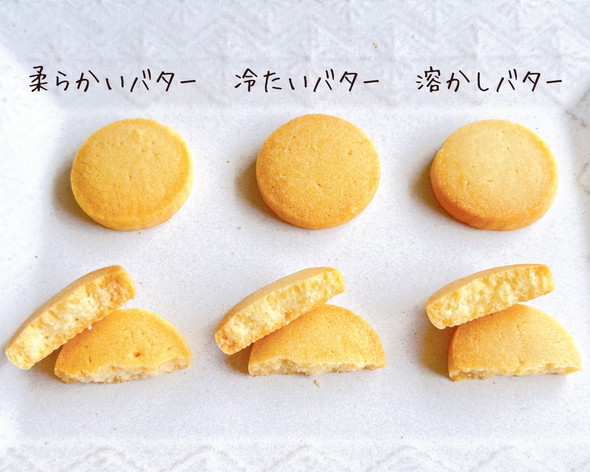 バターの状態を変えて作るクッキーの比較検証結果