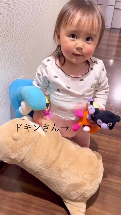 娘が連れてきたぬいぐるみの「ドキンちゃん」