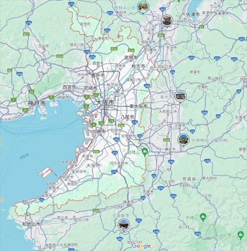 大阪を90度回転させると東京に見える画像