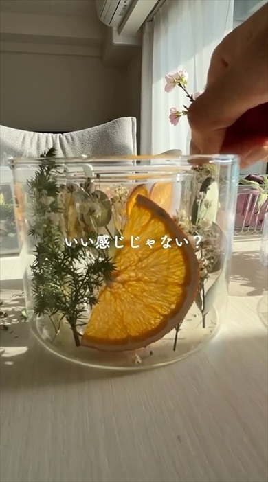 もらったお花をキャンドルランタンに
