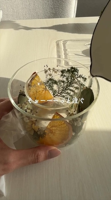 もらったお花をキャンドルランタンに