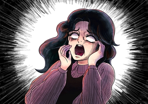 驚いた女性の顔