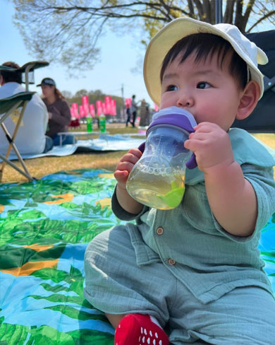 お花見する赤ちゃん