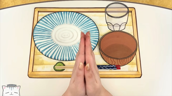 実写とイラストを組み合わせた理想の朝ごはんを作るアニメ