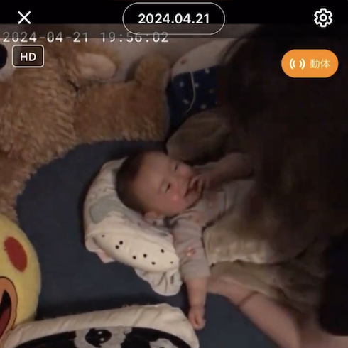 ママに気付いた赤ちゃん