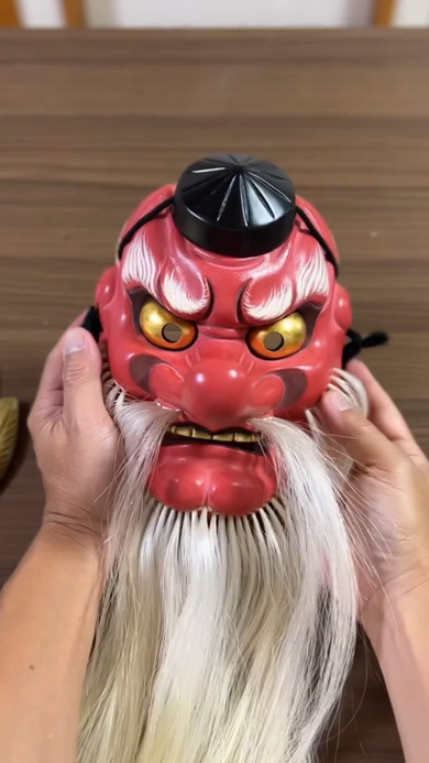 天狗 お面 制作 メイキング 木彫り面 神楽面 木面 木彫り仮面作家