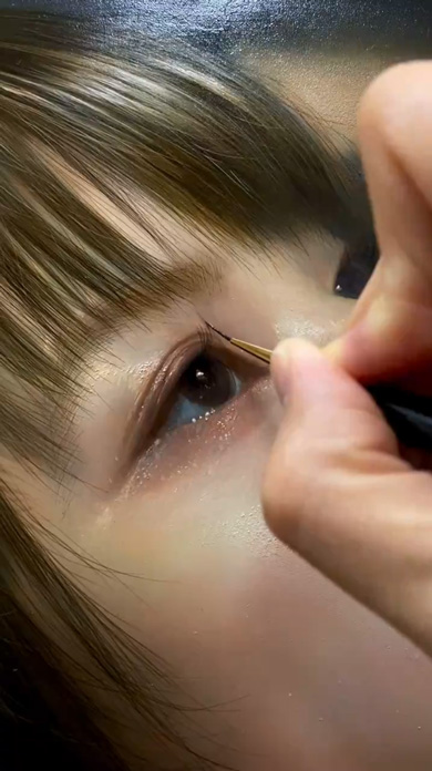 まつ毛 人物画 画家 リアル 絵 写実的 油画 制作過程 メイキング