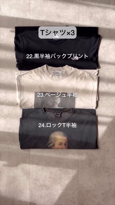 3着のTシャツ