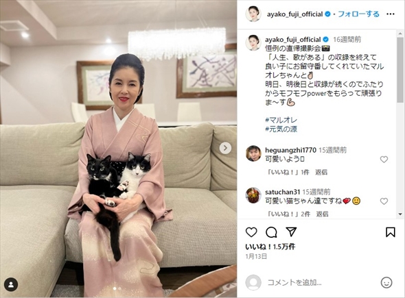 藤あや子の愛猫のマル＆オレオ