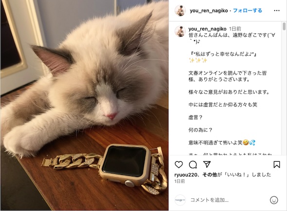 遠野なぎこInstagram