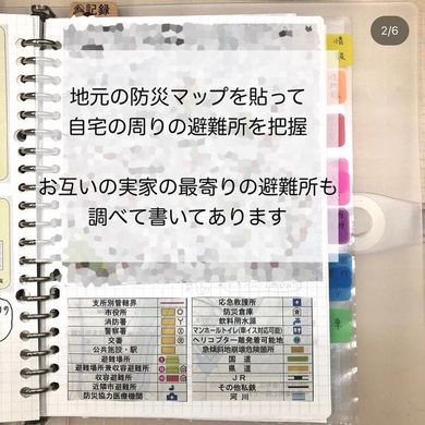 地元の防災マップを貼り付けてあるページ