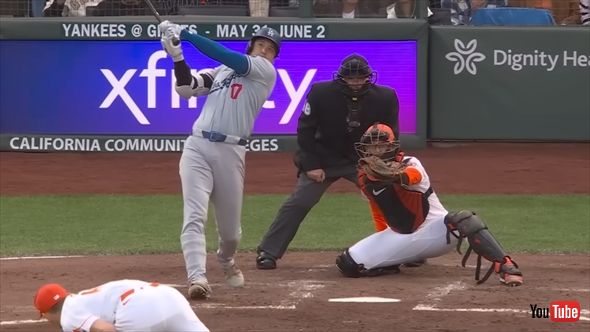 オラクル・パーク初のホームランを放った大谷翔平