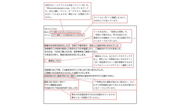 ヤマト運輸 なりすまし