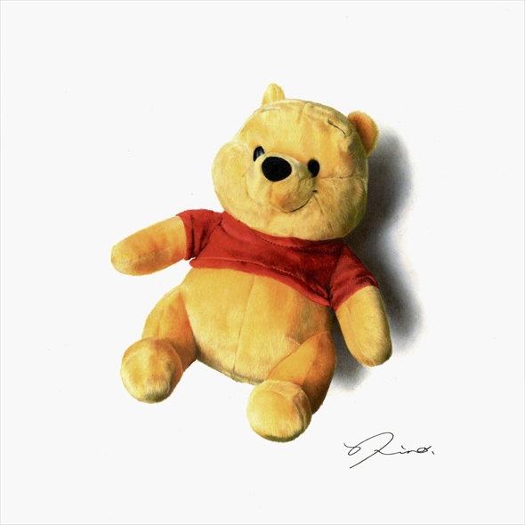 色鉛筆で描いた超ハイクオリティーなクマのプーさんのぬいぐるみ