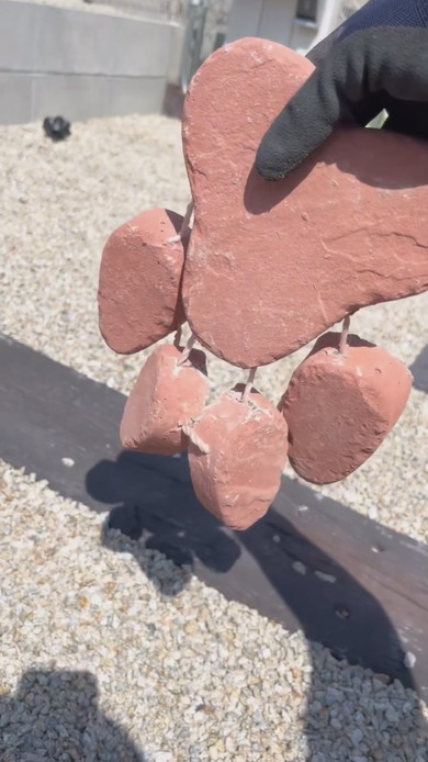 肉球型敷石を設置した状態