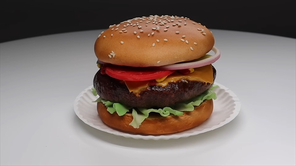 粘土で作ったリアルなチーズバーガー