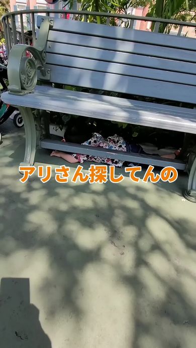 ディズニーに入園してもアリに夢中な2歳の男の子