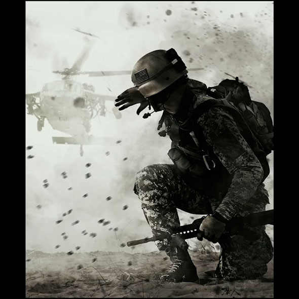 黒コショウで土埃を入れた後