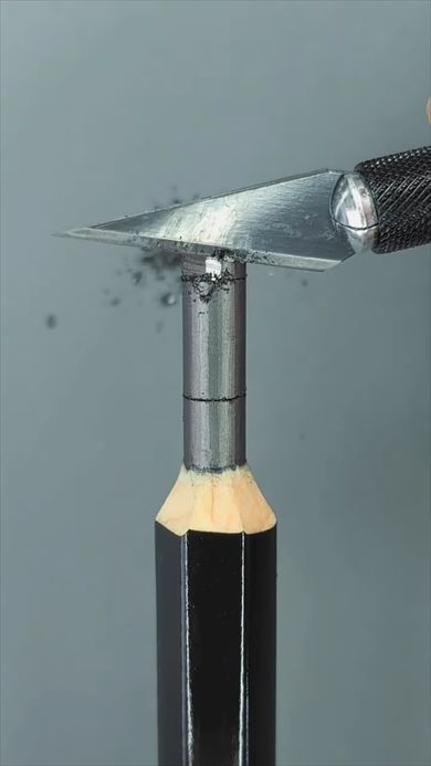 鉛筆の芯を彫刻したアート作品