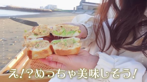 早起きして海岸でホットサンドを作った