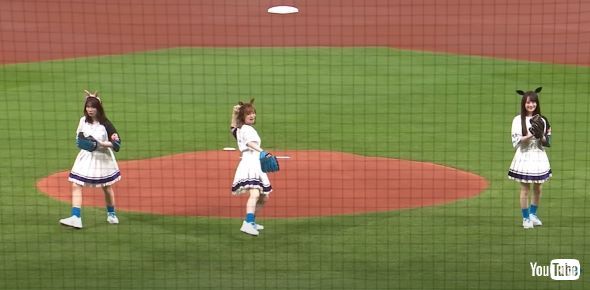 ファーストピッチに臨むウマ娘声優の3人