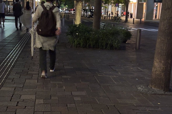 首をかしげるワンコ