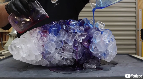 高温のレジンを氷にかけると？