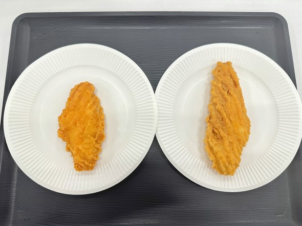 「クリスピーチキン プレーン」新旧サイズ比較 ／ ファミリーマート ファミマ クリスピーチキン リニューアル