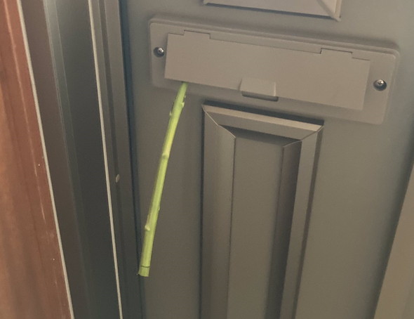 ポストに投函されたアスパラ