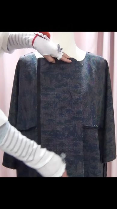 85歳おばあちゃんが着物をオールシーズンで着られるワンピースへリメイクする様子