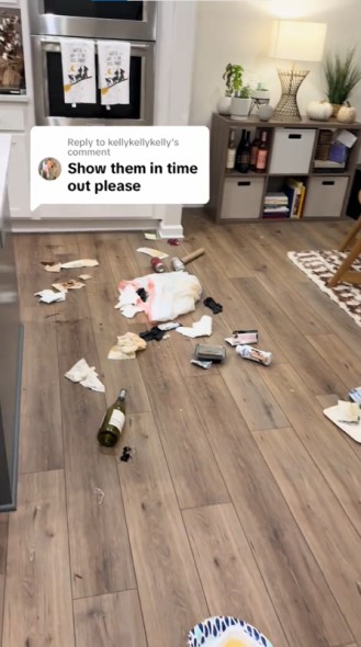 部屋の床にごみが散乱