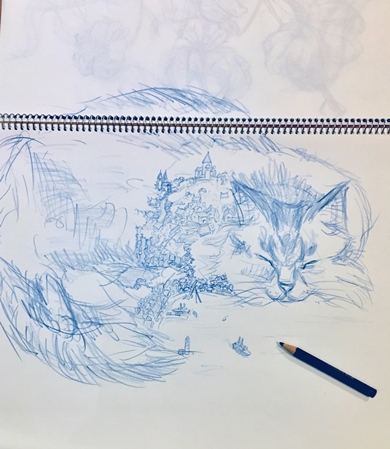 猫のスケッチをしていたら……親子合作がすてき