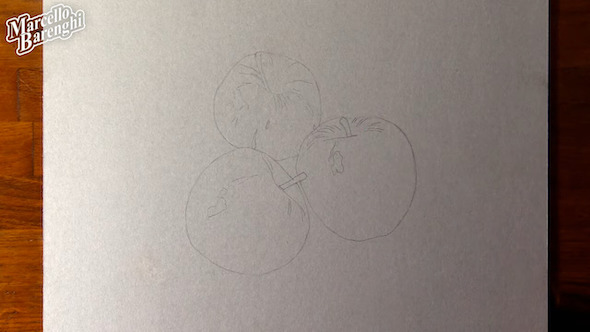 リアルなリンゴの絵画