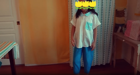 襟&胸ポケットがアクセントのキュートなパジャマ