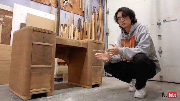 塗装を落とした化粧台