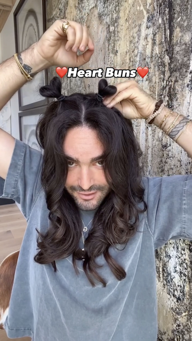 ハート型のお団子ヘア完成