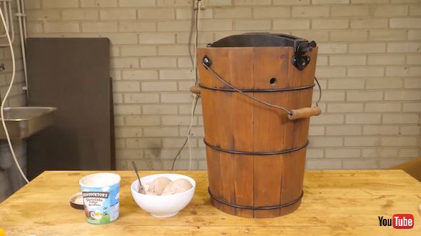 木製バケツ型アイスクリームメーカー　骨董品 骨董品級の「アイスクリームメーカー」を徹底修復……！ 達人技に