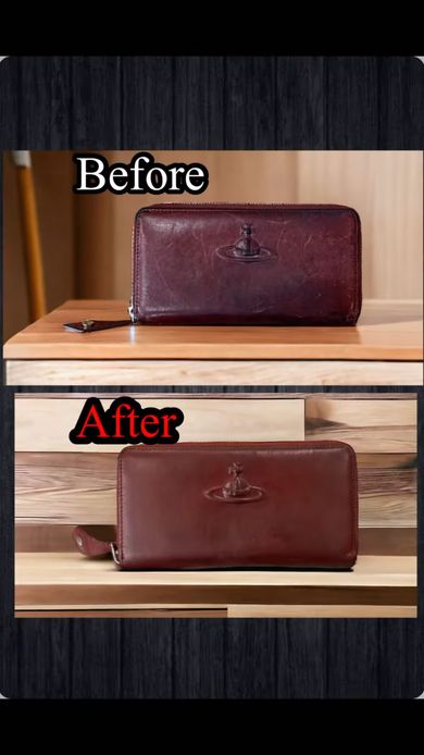 中古のヴィヴィアン・ウエストウッドの財布のビフォーアフター比較写真