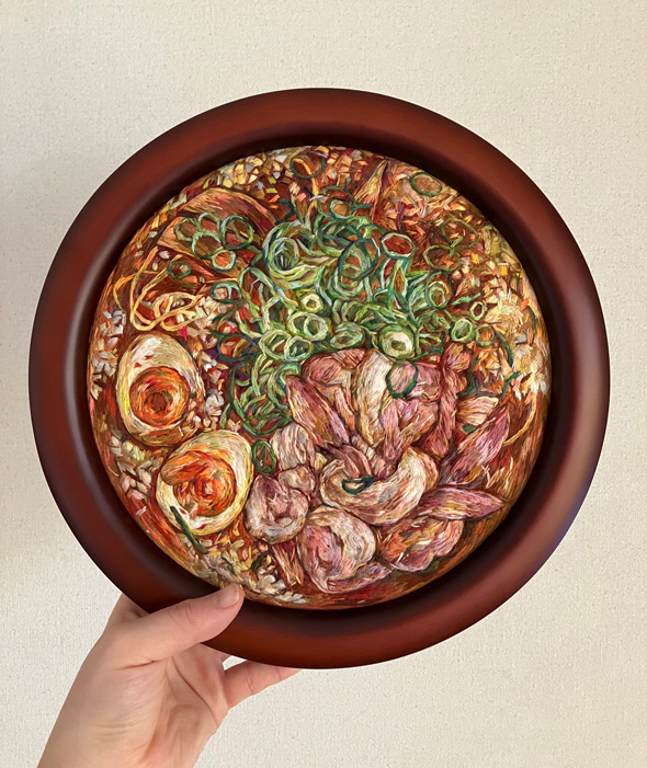 ラーメン 刺繍 リアル 食べ物 刺繍作家 Dmk 作品