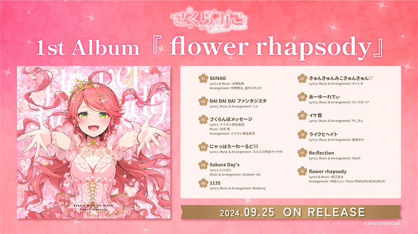 さくらみこ1stフルアルバム楽曲ラインアップ