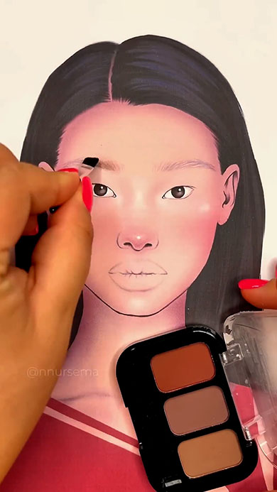 イラストを韓国美女にメイク・途中経過