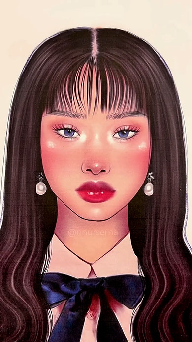 イラストを韓国美女にメイク・アフター