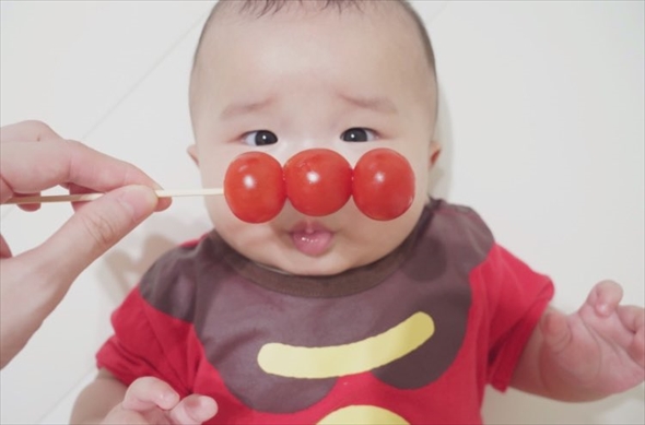 ミニトマトでアンパンマン