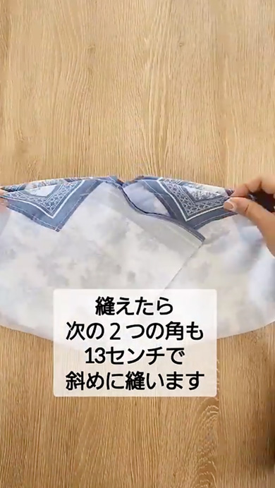 100均のランチクロスを巾着袋にリメーク