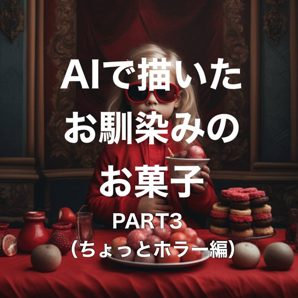 AI 生成 画像 おなじみ お菓子 ホラー