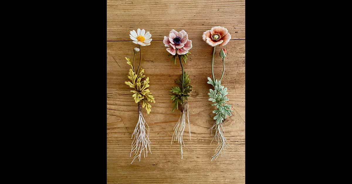 これが刺しゅう……!? “立体刺しゅう”でできたお花に「造花…？と